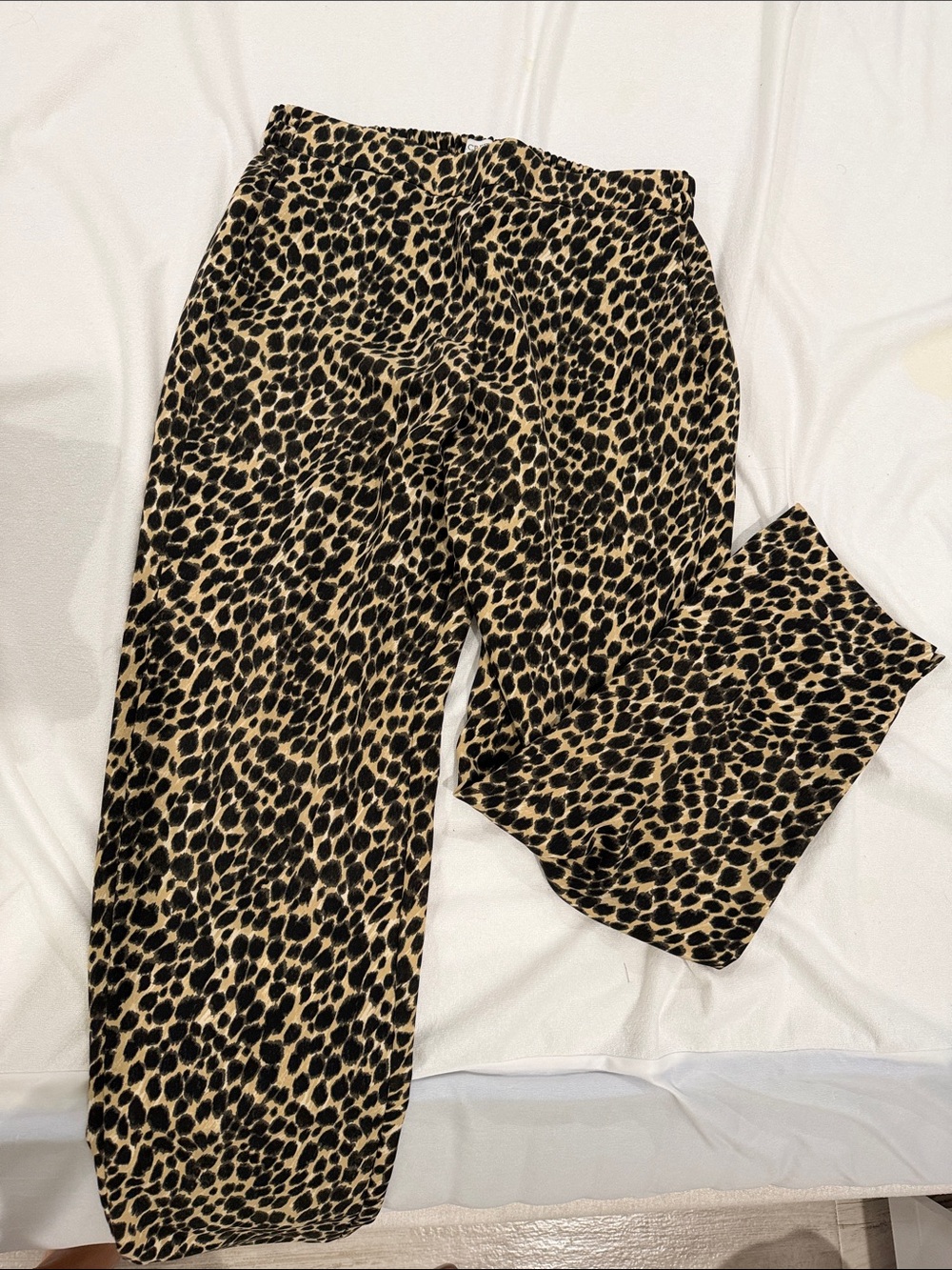 J. Crew Leopard Print Wide Leg Pants in Black and Tan